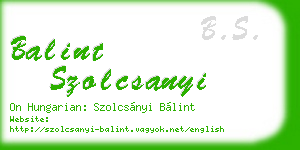 balint szolcsanyi business card